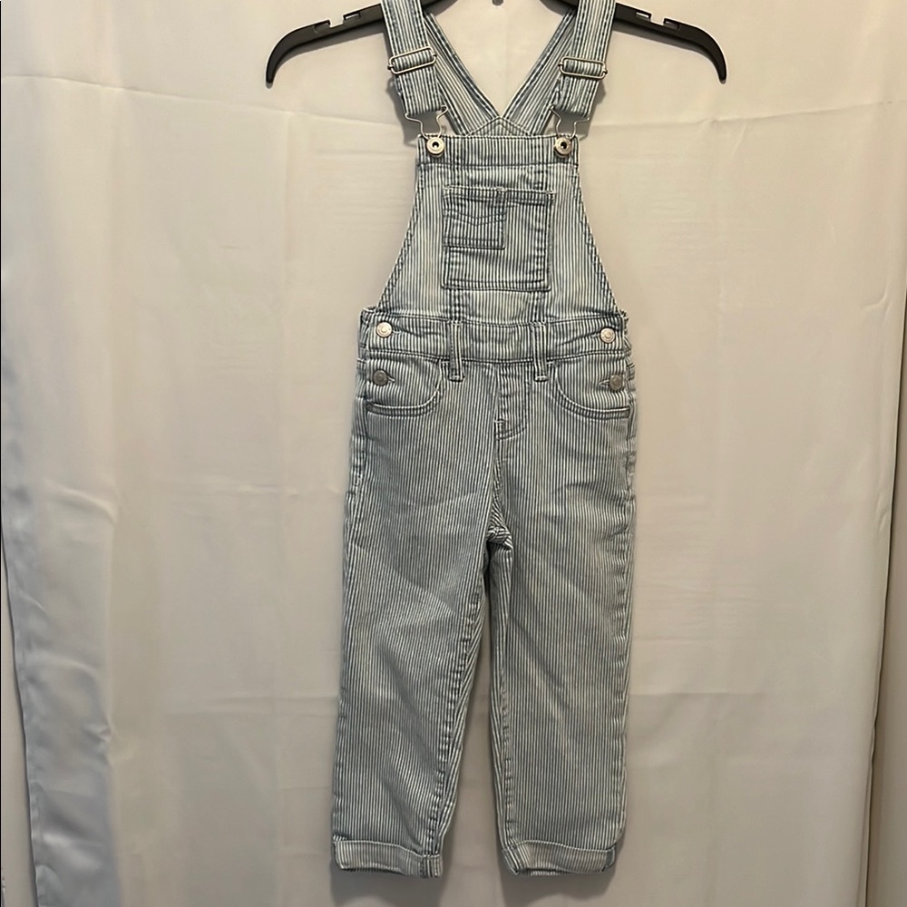 Jordache Blue and White Striped Denim Overalls XS child 4/5 USED
